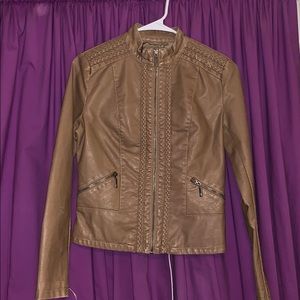 Brown leather faux jacket